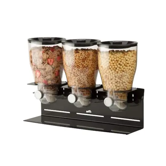 Honey Can Do Black Triple Canister Commercial Cereal Dispenser {4}