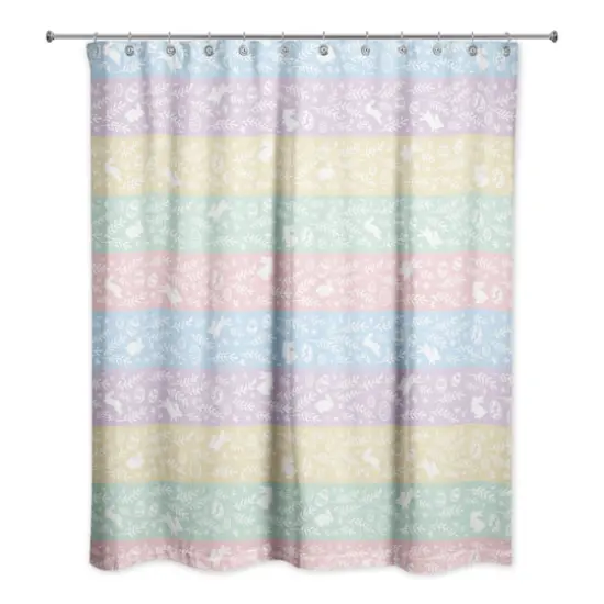 Botanical Bunny Stripes 71" x 74" Shower Curtain {3}