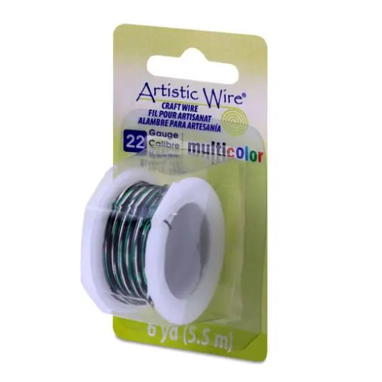 Artistic Wire&reg; 22 Gauge Multicolor Tarnish Resistant Colored Copper Craft Wire, 6yd. Silver/Black/Green {1}