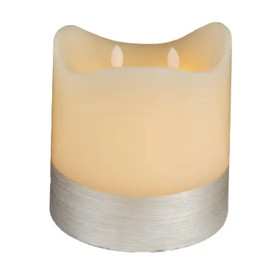 Cream & Silver Traditional Flameless Candle {6}