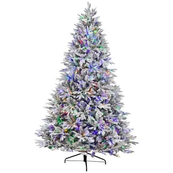 6ft. Pre-Lit Real Touch&trade; Flocked Yukon Pine IPT Artificial Christmas Tree, Dual Color LED Lights {1}