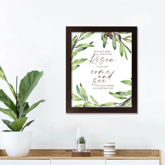 He Has Risen Olives 1 11" x 14" Walnut Framed Print Under Plexiglass {4}