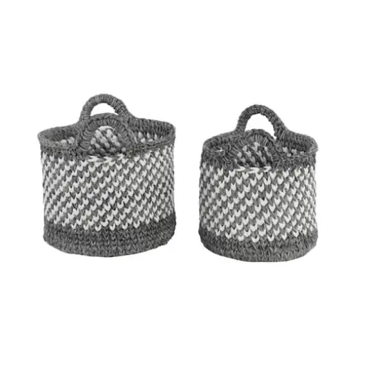 Gray Polyester Eclectic Storage Basket Set {5}