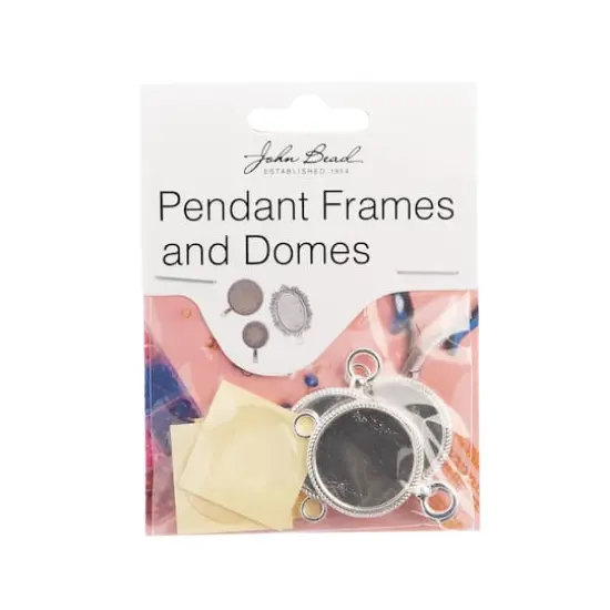 John Bead 23mm Silver Round Pendant Frames, 3ct. {3}