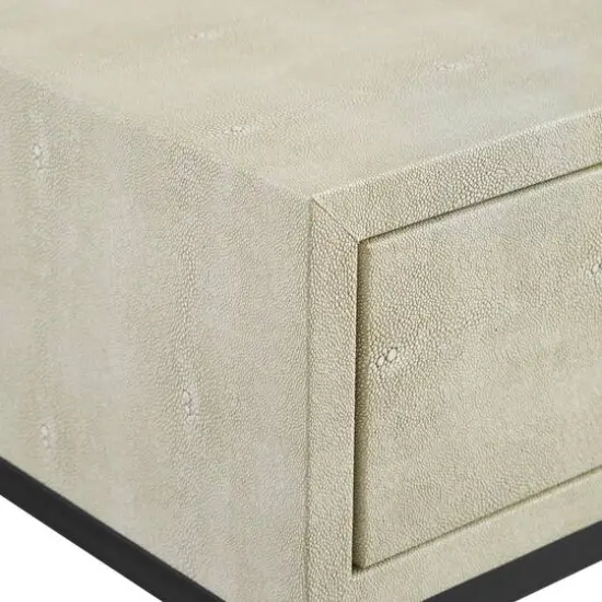 Walker Edison 18" 1-Drawer Shagreen Side Table Off White {9}