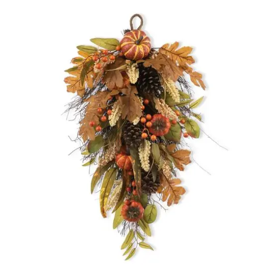 Glitzhome&reg; 27" Fall Pumpkin Leaf Swag {10}