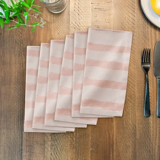 Stripes Cotton Twill Napkin Pink/Cream {4}