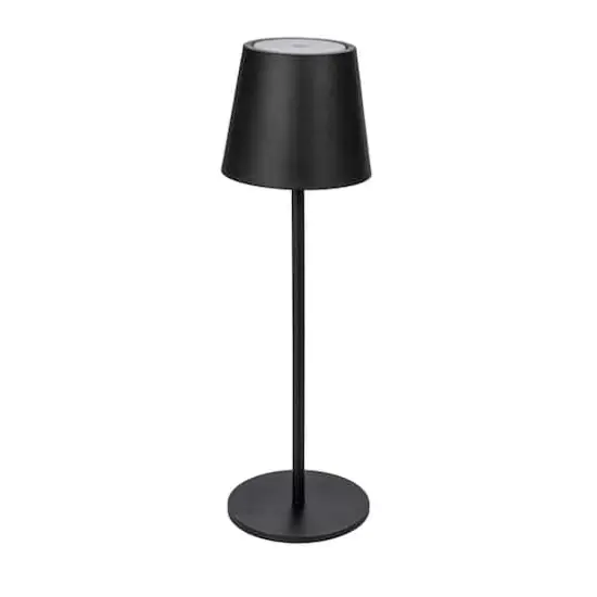 Hello Honey® 14.5" Black Round Metal LED Rechargeable Table Lamp {1}