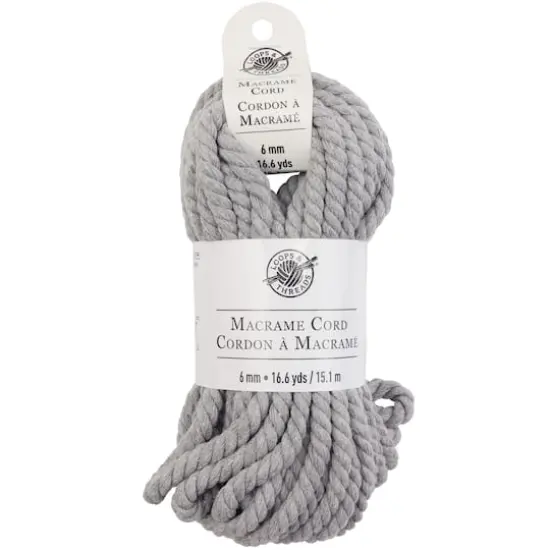 Macram&eacute; Cotton Cord by Loops & Threads&reg;, 50ft. Charcoal {1}