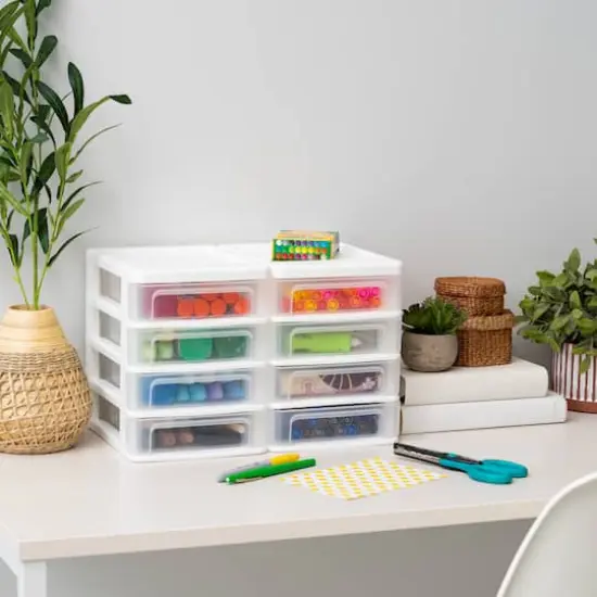 IRIS White 4-Drawer Compact Desktop System Set {4}