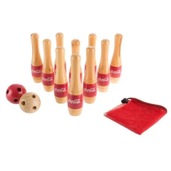 Toy Time Coca-Cola Indoor & Outdoor Wooden Bowling Set {1}