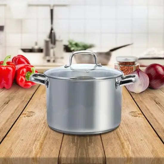 Oster Adenmore 8qt. Stainless Steel Stock Pot With Tempered Glass Lid {3}