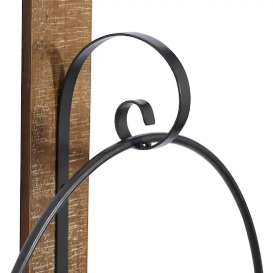 Farmhouse Brown Wood And Metal Wall Candle Holder, 28" x 16" x 6" {5}