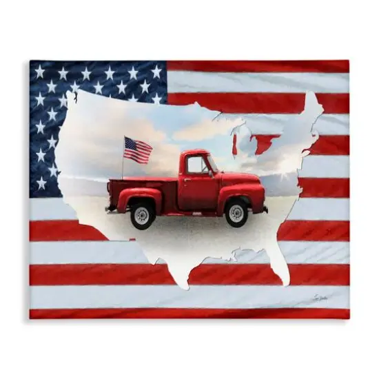 Stupell Industries Farmhouse American Flag Canvas Wall Art {1}