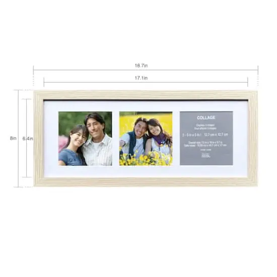 3 Opening5" x 5" Natural Woodgrain Collage Frame with Mat by Studio D&eacute;cor&reg; {4}