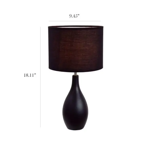 Simple Designs Oval Bowling Pin Base Ceramic Table Lamp Black {3}