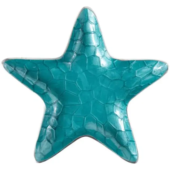 Blue Handmade Enameled Textured Aluminum Starfish Decorative Bowls Set {5}