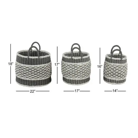 Gray Plastic Eclectic Storage Basket Set {9}