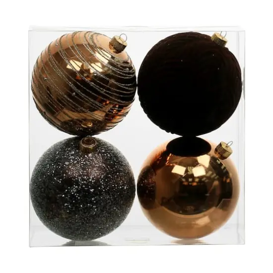Assorted 4.7" Gold & Black Textured Shatterproof Ball Ornaments, 4pc. by Ashland&reg; {7}