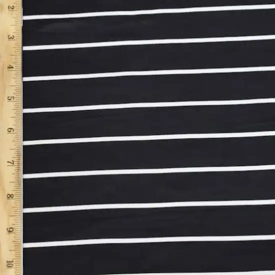 Fabric Merchants White Stripes on Black Double Brushed 4-Way Stretch Fabric {3}