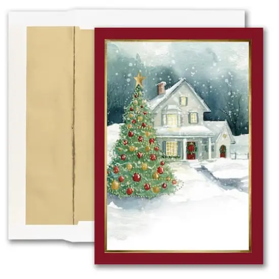 JAM Paper 5" x 7" Front Imprint House Scene Blank Cards & Matching Envelopes Set, 25ct. {1}