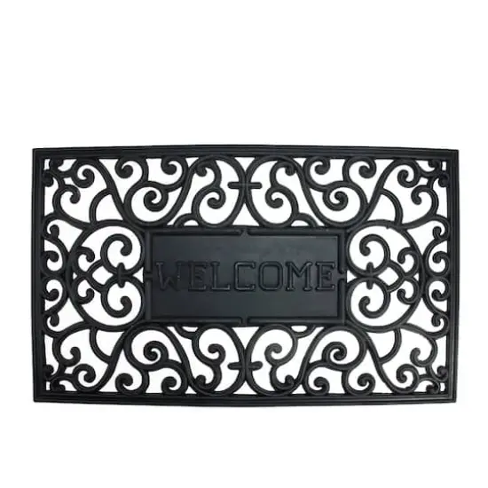 Black Scroll Welcome Doormat {1}