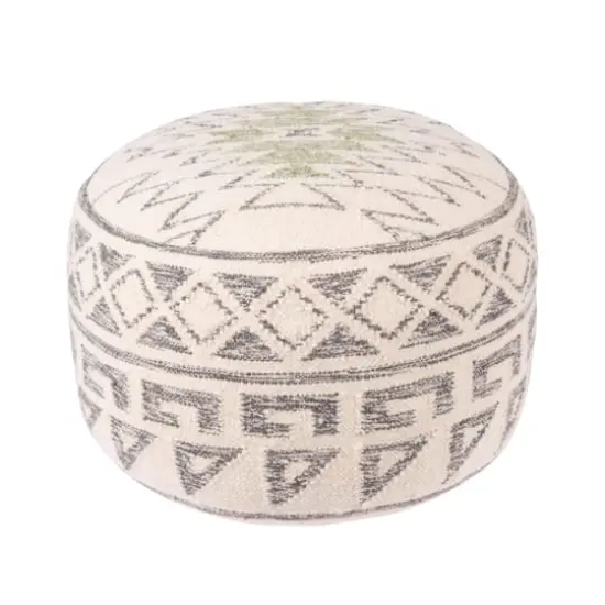 Hello Honey&reg; 12" Kilim Wool Blend Round Pouf {1}