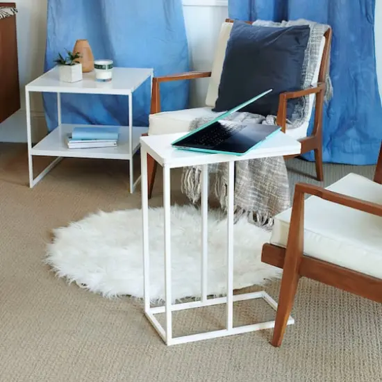 Household Essentials 25" Jamestown C-Shaped End Table White {4}