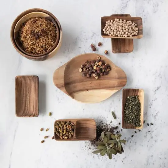 Hello Honey&reg; Acacia Wood Trays with Seagrass Tie, 4ct. {4}