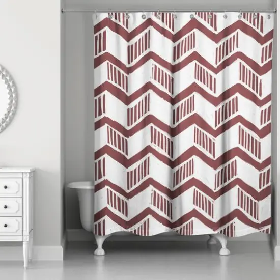 Chevron Shower Curtain Maroon {3}