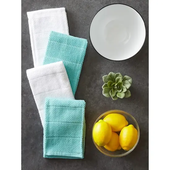DII&reg; Aqua & White Basic Chef Terry Dishtowel Set {7}