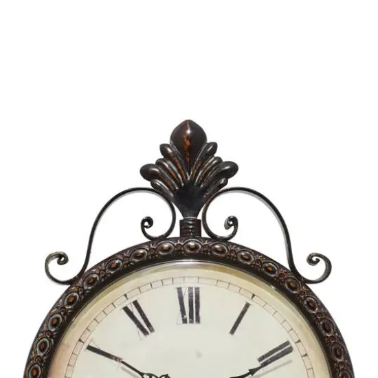 17" Brown Metal Rustic Clock {7}
