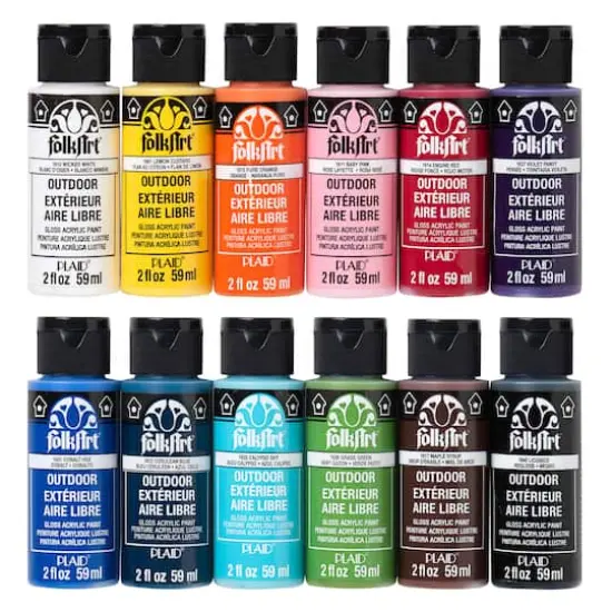 FolkArt® Outdoor Gloss Acrylic Craft Paint 12 Color Set {1}
