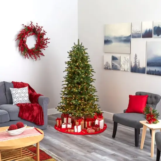 6ft. Pre-Lit South Carolina Fir Artificial Christmas Tree, Clear LED Lights {7}