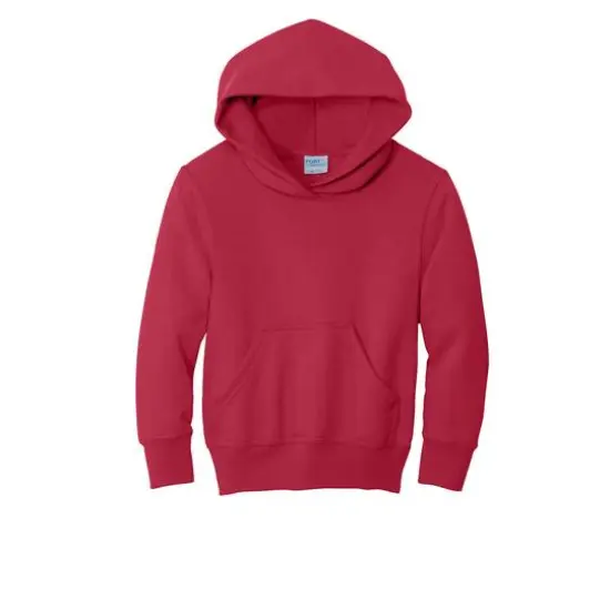 Port & Company&reg; Colors Youth Core Fleece Pullover Hooded Sweatshirt Red {1}