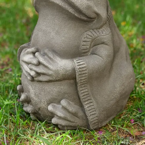 Glitzhome&reg; 16.75" Faux Concrete Zen-Style Frog Garden Statue {9}