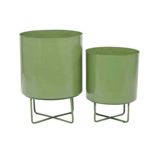 Green Modern Planter, Set of 2" 16", 13" {1}