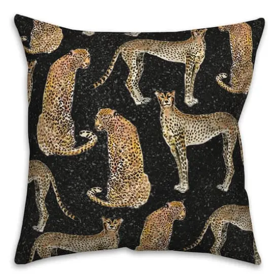 Cheetahs Indoor/Outdoor Throw Pillow Black {1}