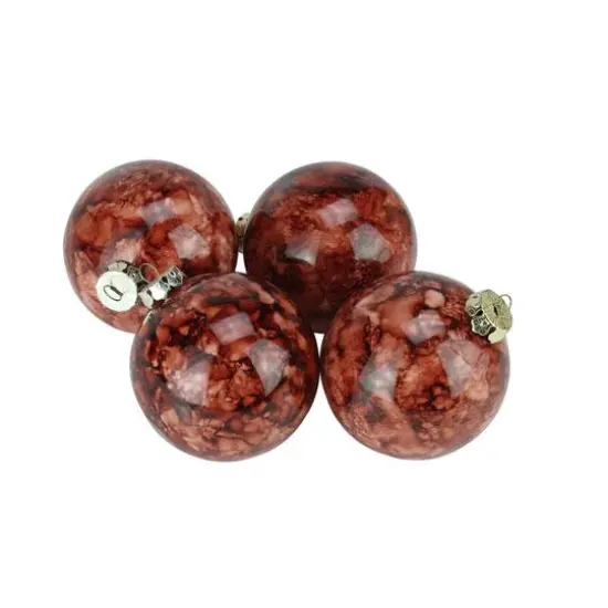 4ct Marbled Sienna Brown Shatterproof Ball Ornaments {7}