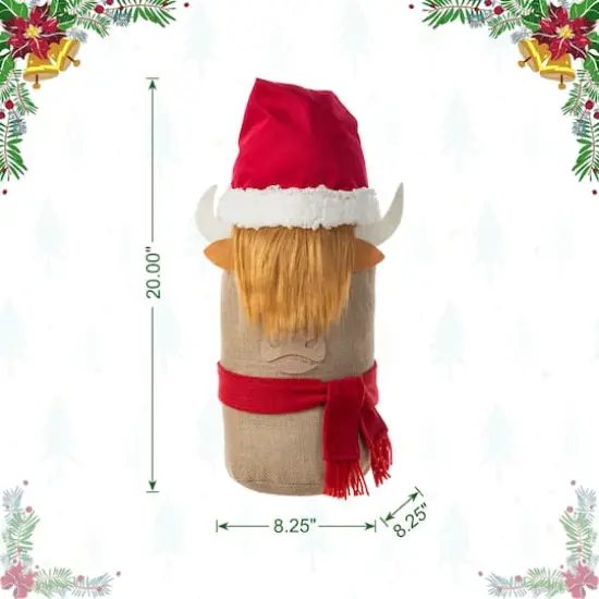Glitzhome® 20" Christmas Linen Highland Cow Doorstop Porch Decor {9}