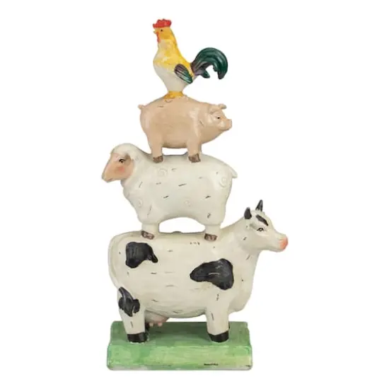 11.5" Stacked Farm Animals Outdoor Garden Statue {1}