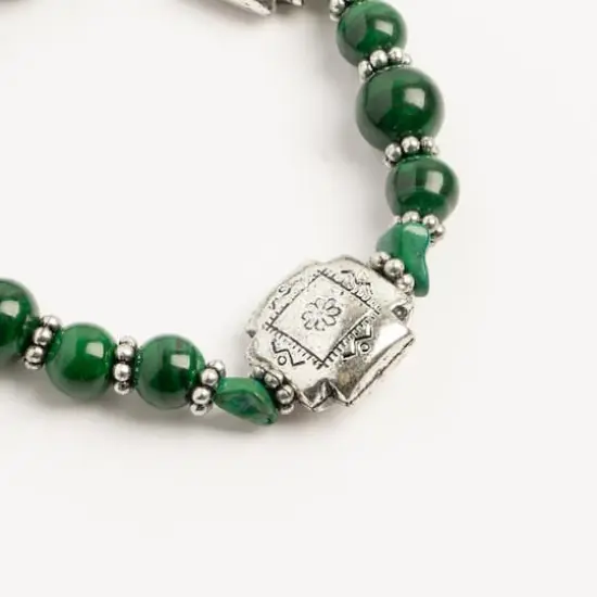 John Bead Malachite No.99 Natural Stone Stretch Bracelet {3}