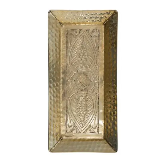 Hello Honey® 11.5" Gold Finish Decorative Hammered Aluminum Tray {6}