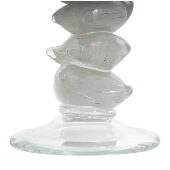 Clear Glass Stacked Stone Candle Holder Set {6}