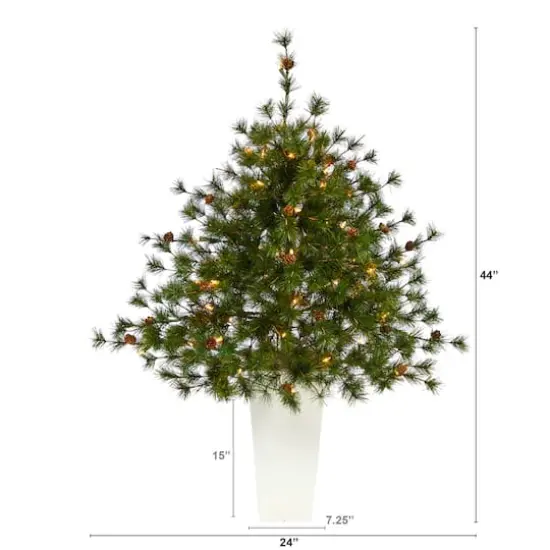 3.5ft. Pre-Lit Colorado Mountain Pine Artificial Christmas Tree in White Tower Planter, Clear Lights {3}
