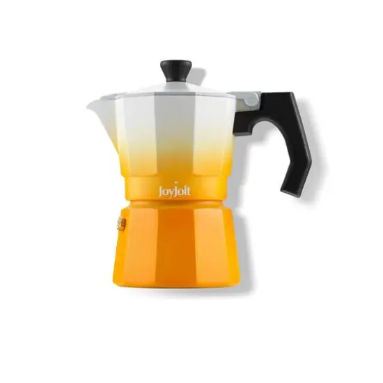 JoyJolt&reg; Italian Moka Pot 3 Cup Stovetop Aluminum Espresso Maker Orange {1}