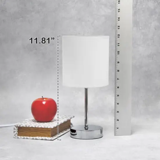 Creekwood Home Nauru 12" Brushed Nickel Petite Metal Stick Table Lamp White {5}