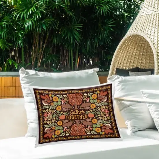 Stupell Industries Gather Together on Brown Outdoor Printed Pillow {3}