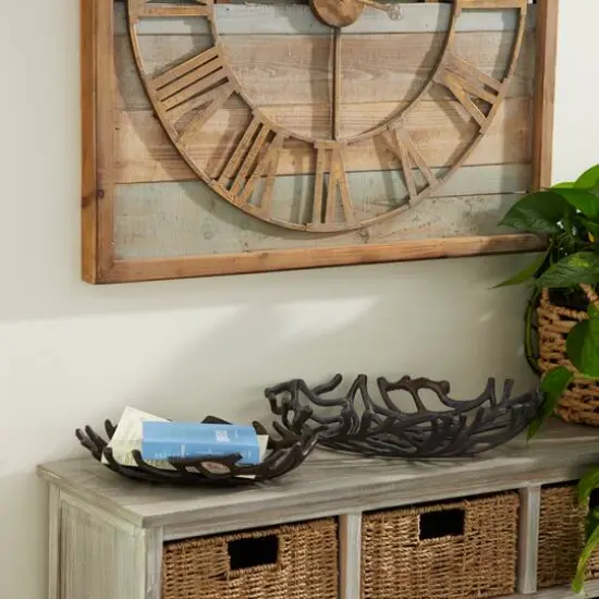 Set of 2" Black Aluminum Coastal Tray, 15", 12" {11}