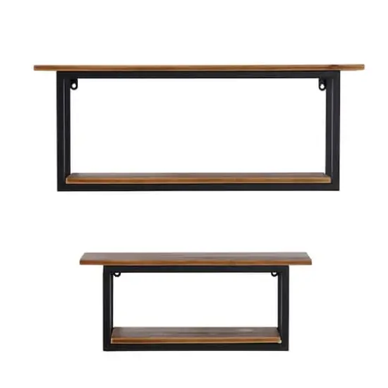 Brown Metal Industrial Wall Shelf Set {3}